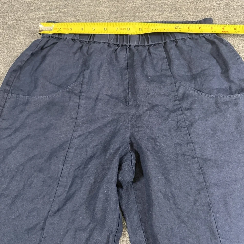 Quince 100% European Linen Tapered Ankle Pants Women Medium Navy Beach Boho